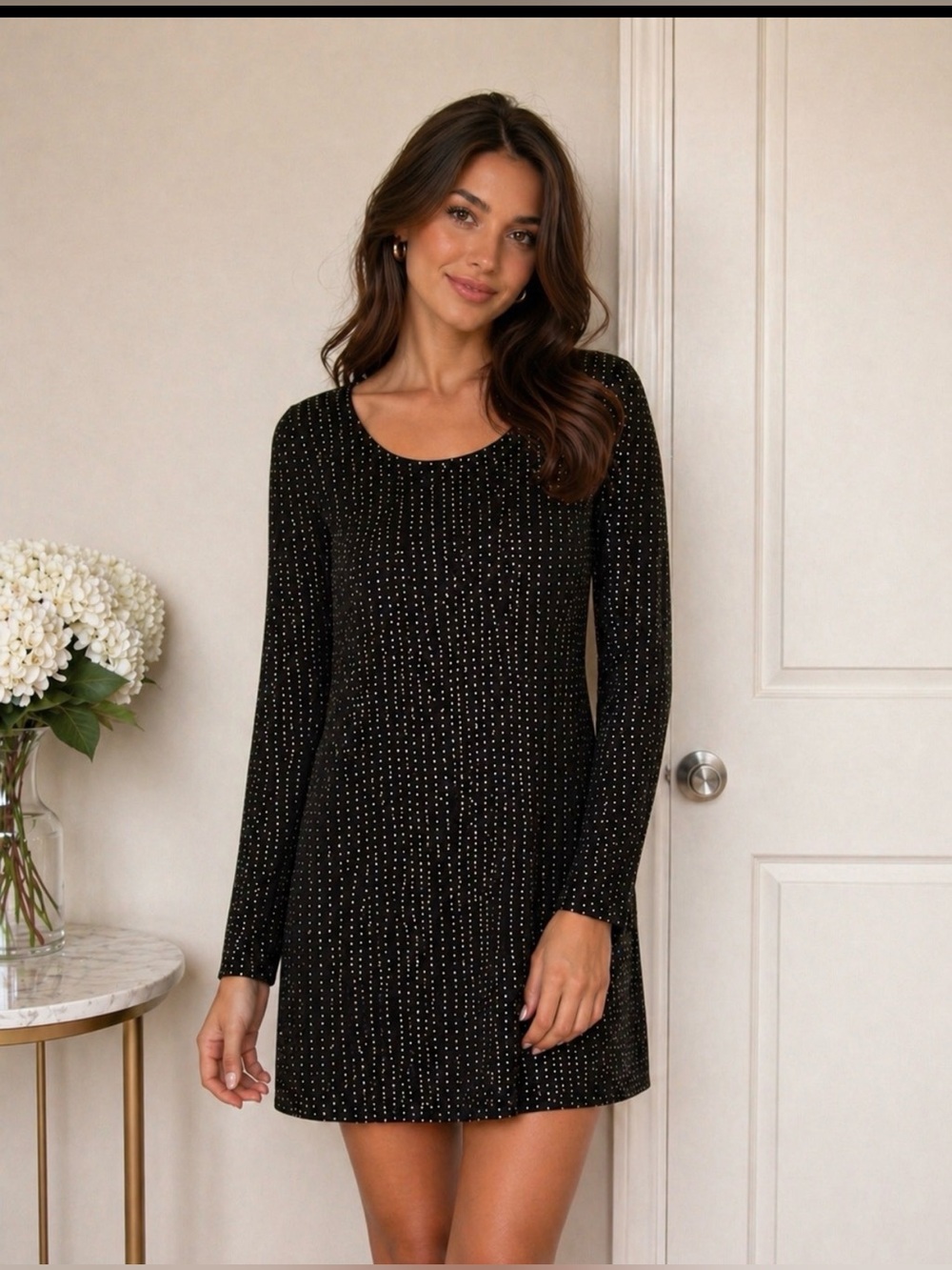 Catherine Malandrino Black and Silver velour cocktail evening midi dress xs nwt